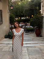 Luna Dress in White/Black