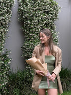 Camryn Mini Dress in Olive with sleeves