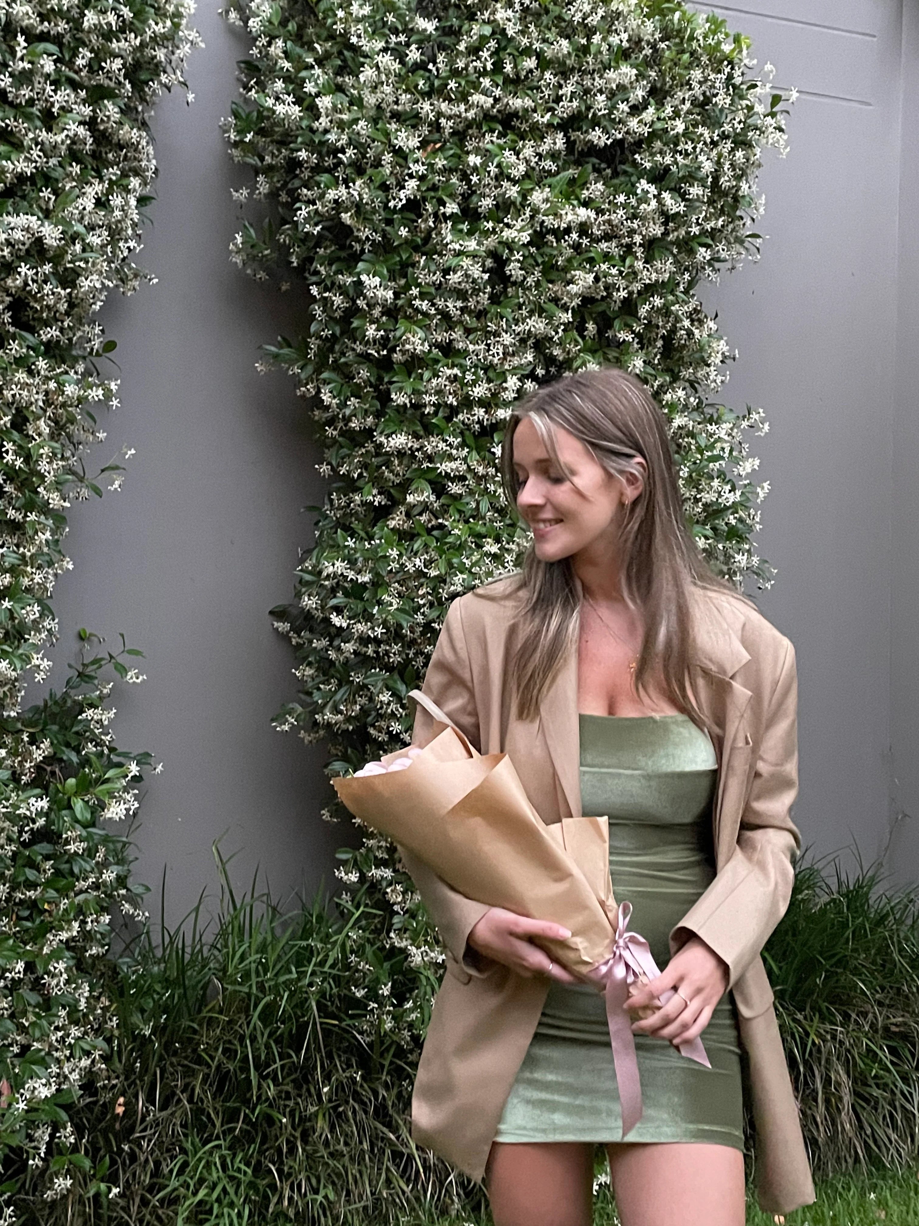 Camryn Mini Dress in Olive with sleeves