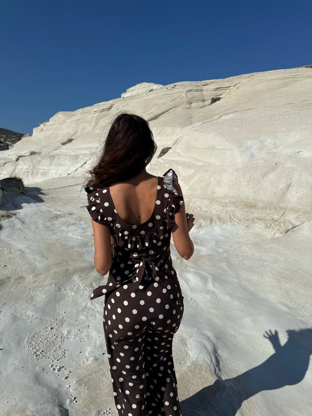 Luna Dress in Brown/Yellow Polka