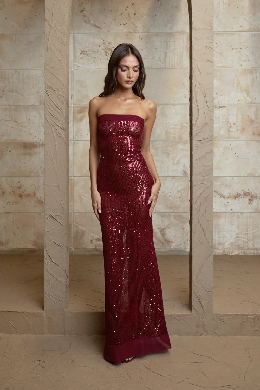 Elizabeth Dress in Ruby