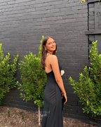 Deep V Sheer Long Slip Dress