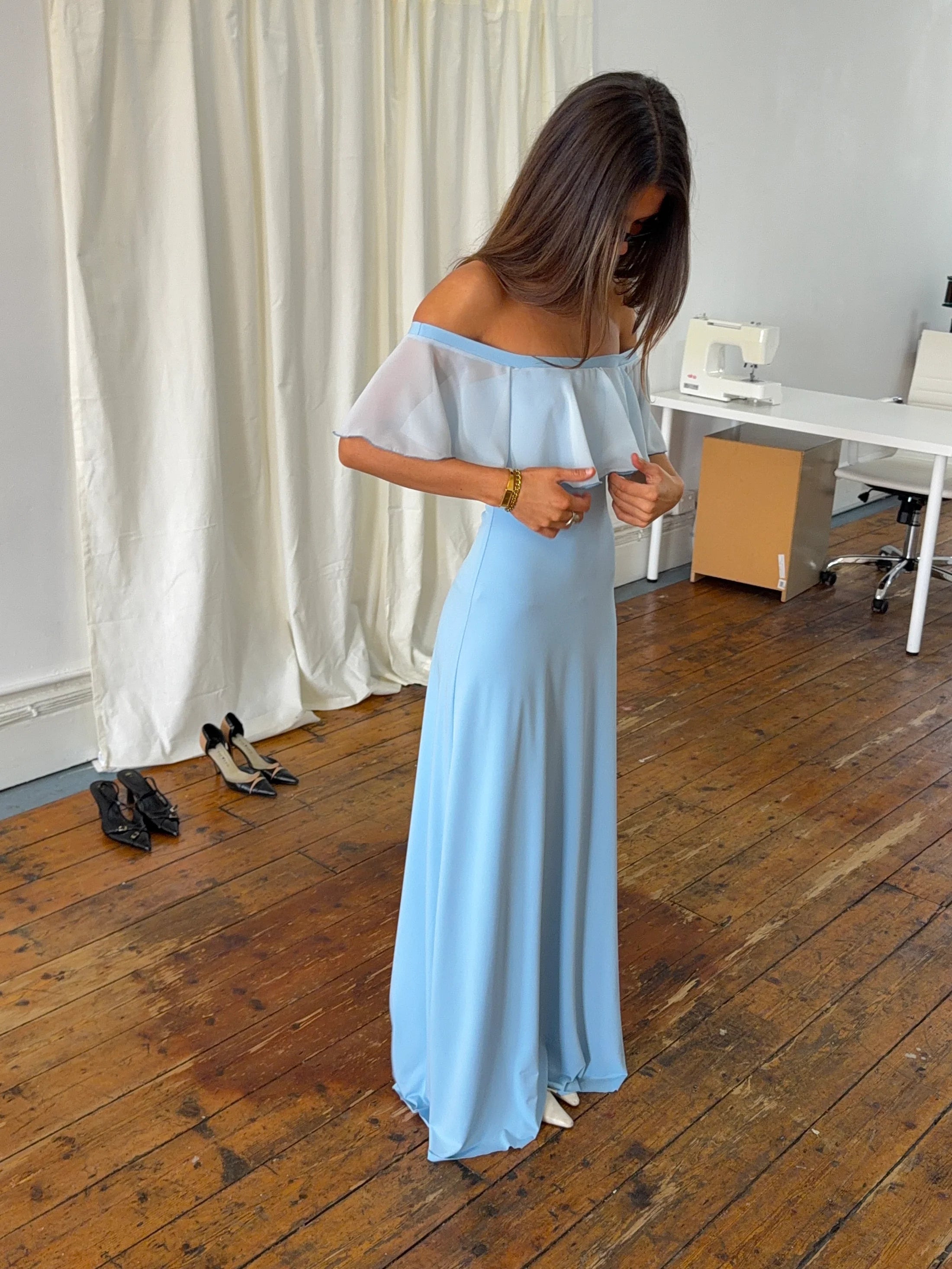 Physllis Dress in Baby Bue