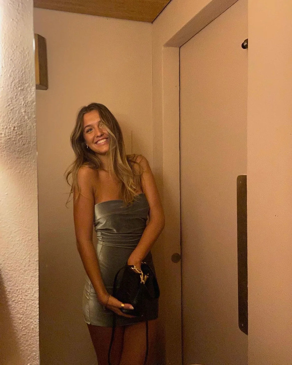 Camryn Mini Dress in Olive with sleeves