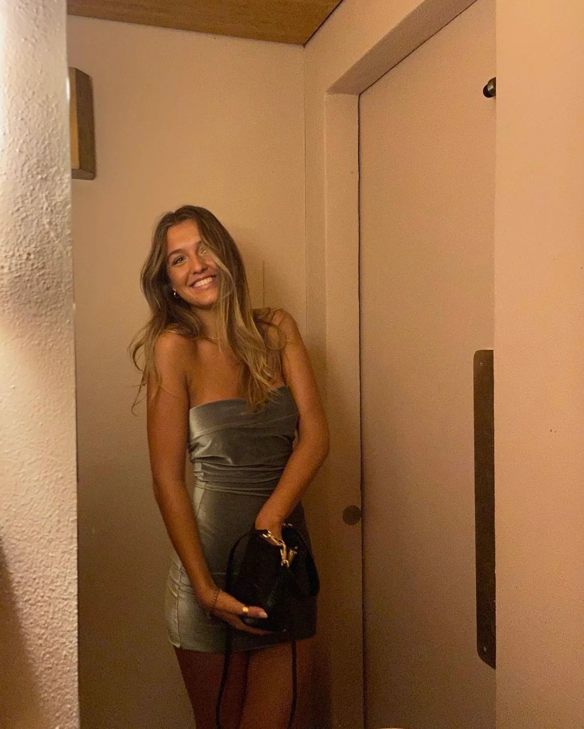 Camryn Mini Dress in Olive with sleeves