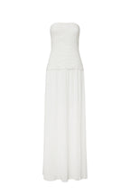 Double Time Pleat Strapless Dress in White