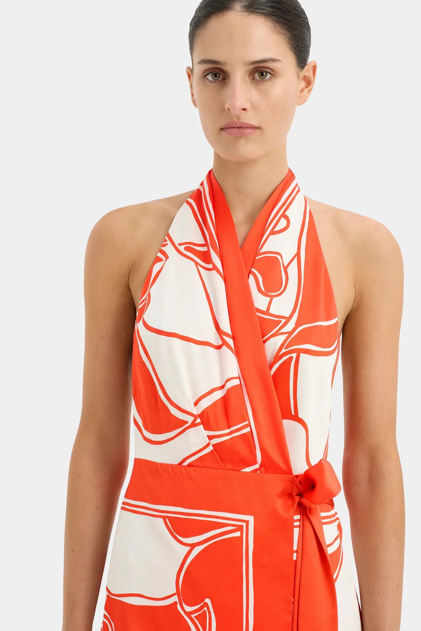 Ramona Wrap Halter Mini Dress in Mariposa Lily