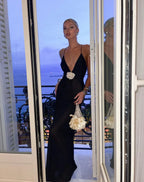 Deep V Sheer Long Slip Dress