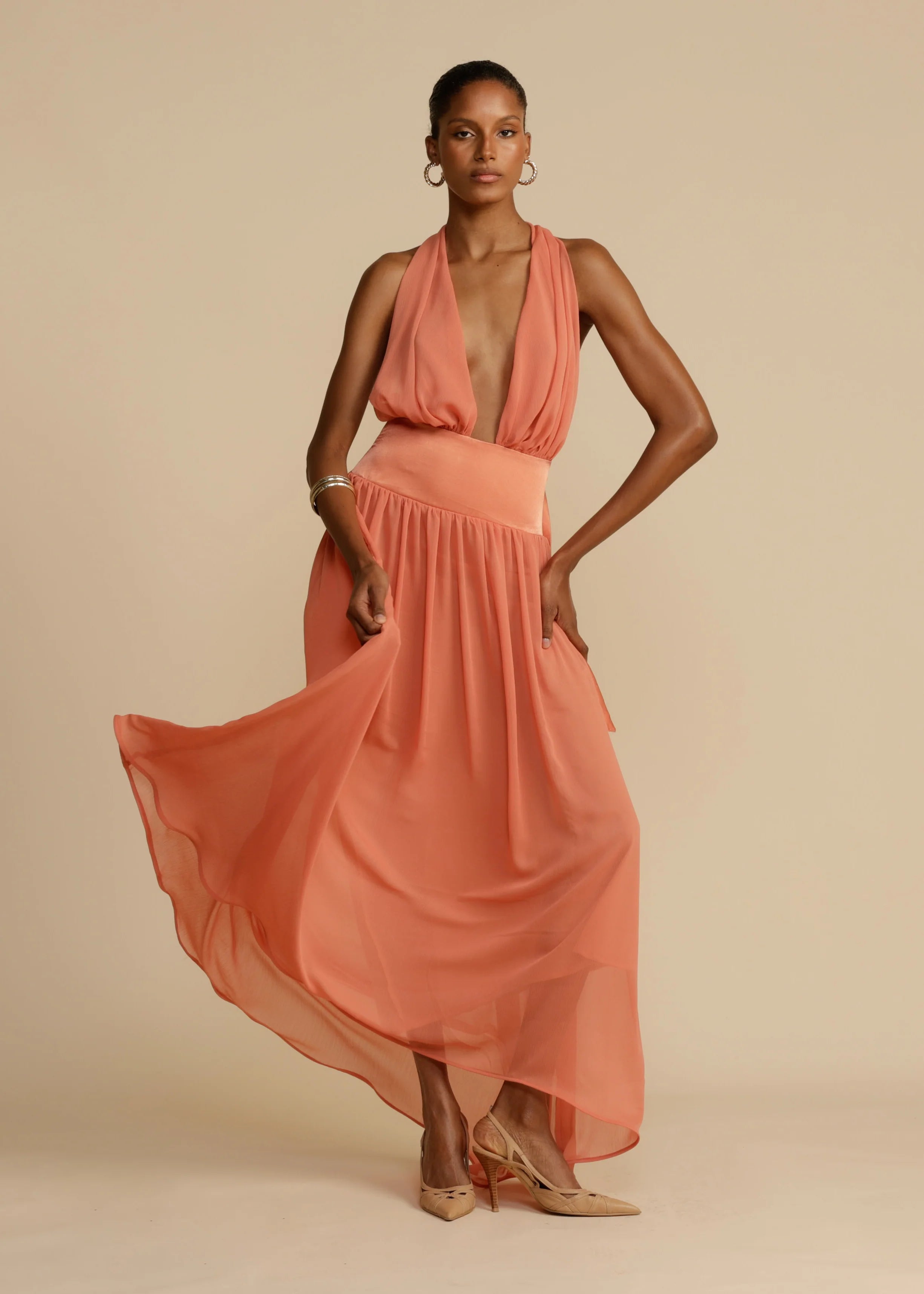 Serena Dress in Coral