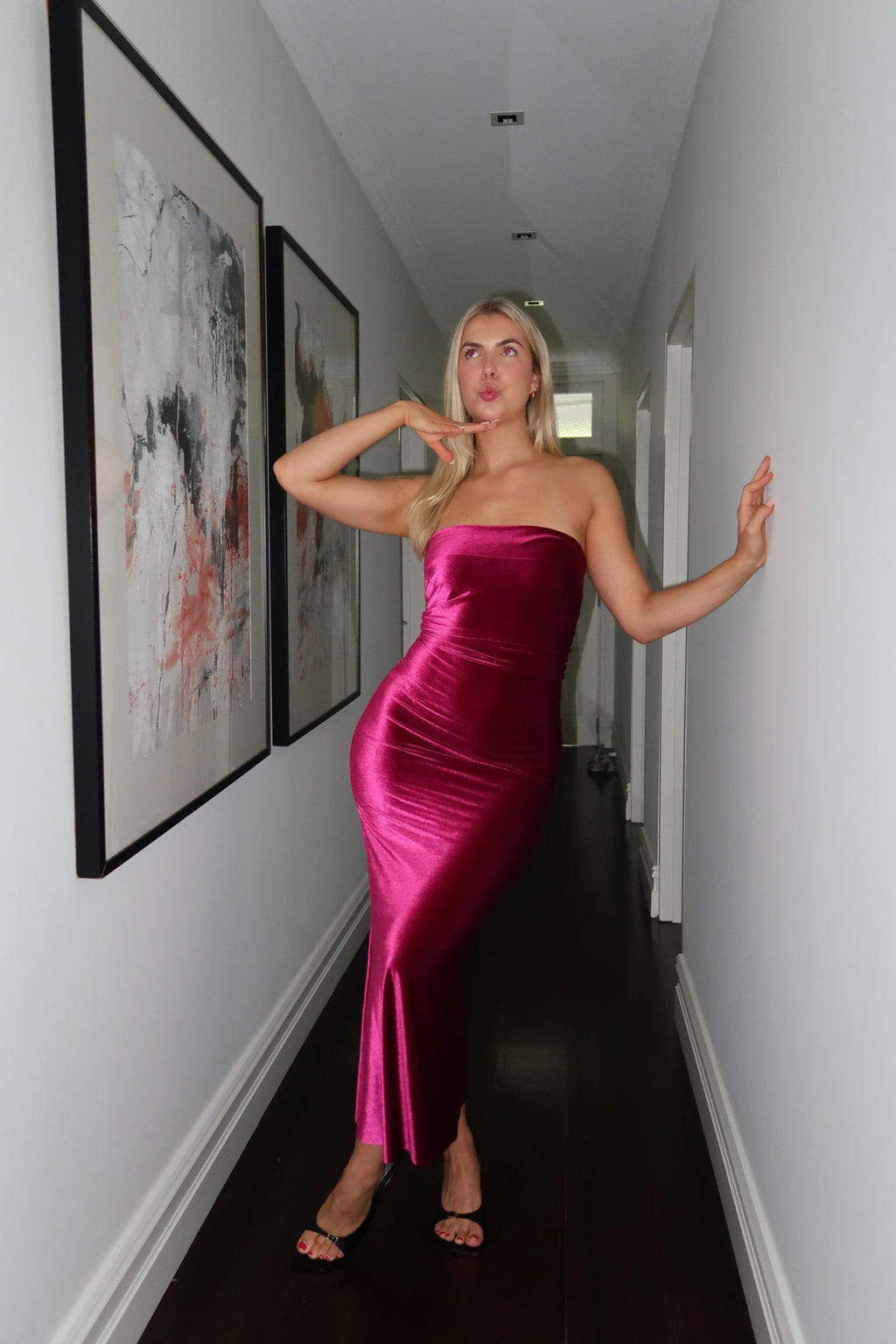 Camryn Maxi Dress and Sleeves in Magenta