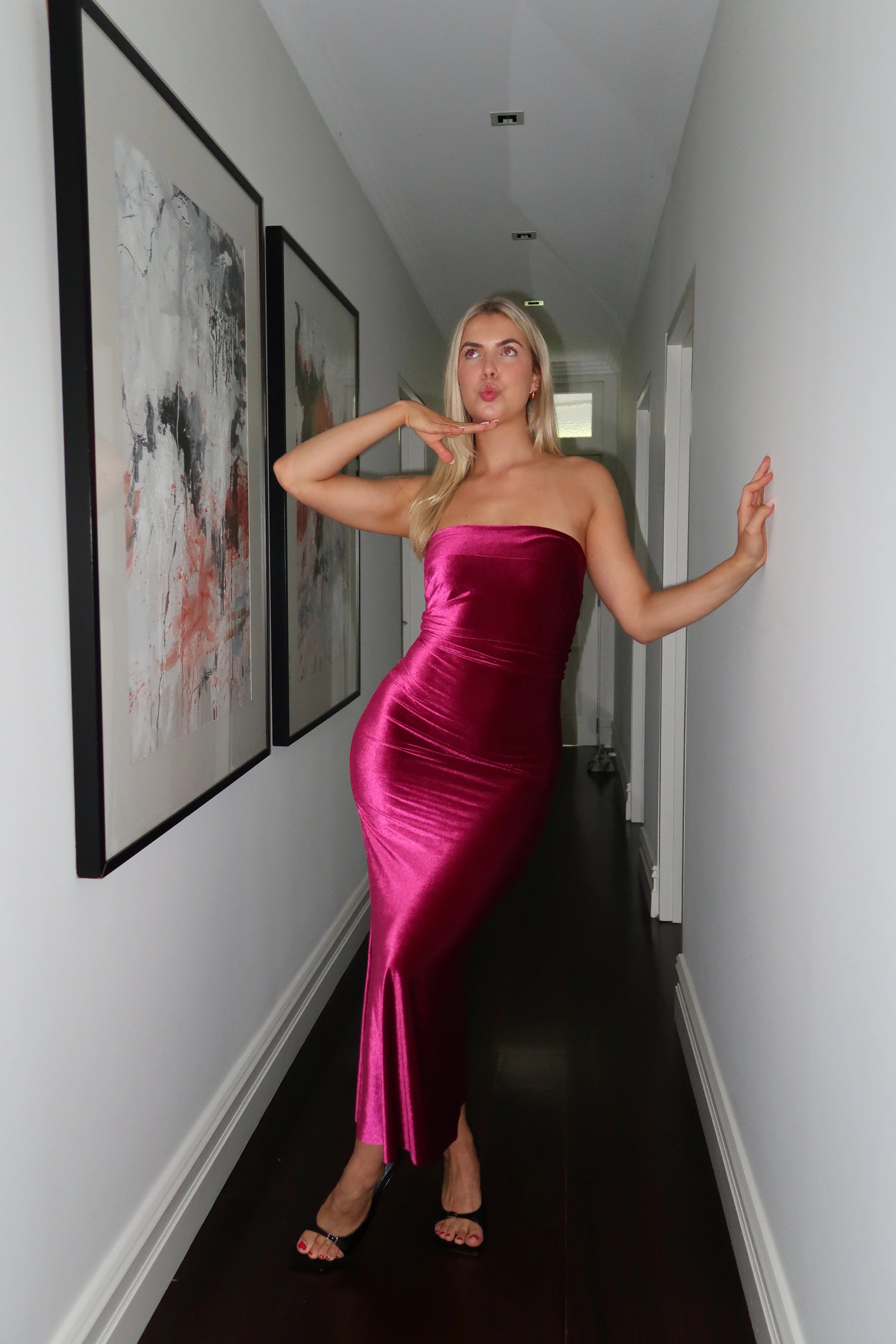 Camryn Maxi Dress and Sleeves in Magenta