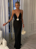 Deep V Sheer Long Slip Dress