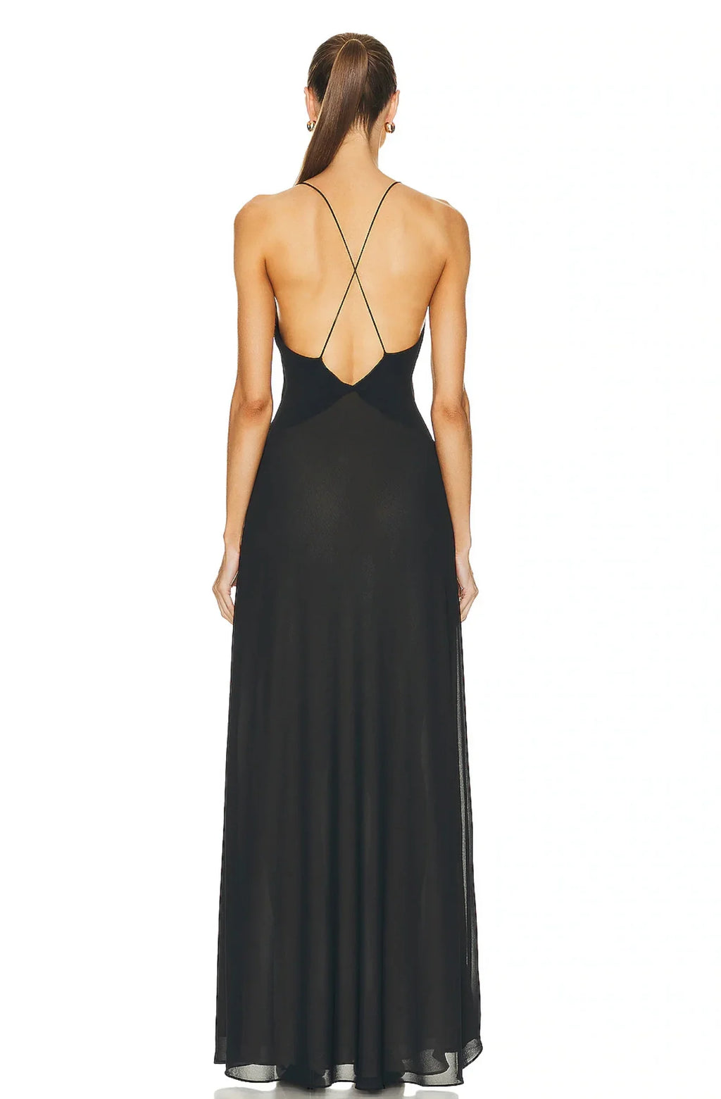 Deep V Sheer Long Slip Dress