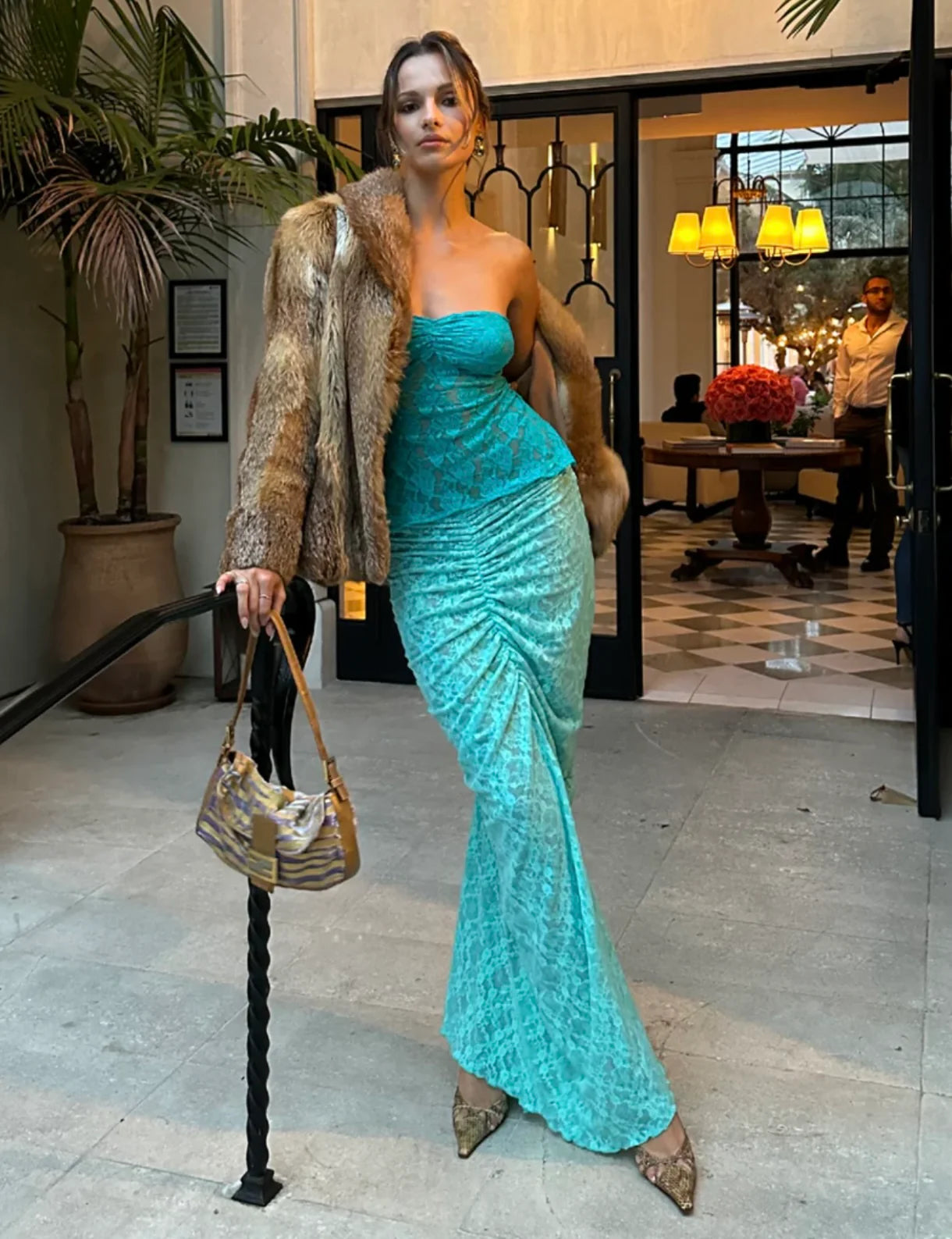 Emerald Lace Archie Tie and Limited Edition Mermaid Lace Maxi Skir