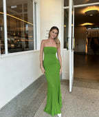 Knitted Bandeau Maxi Dress in Green