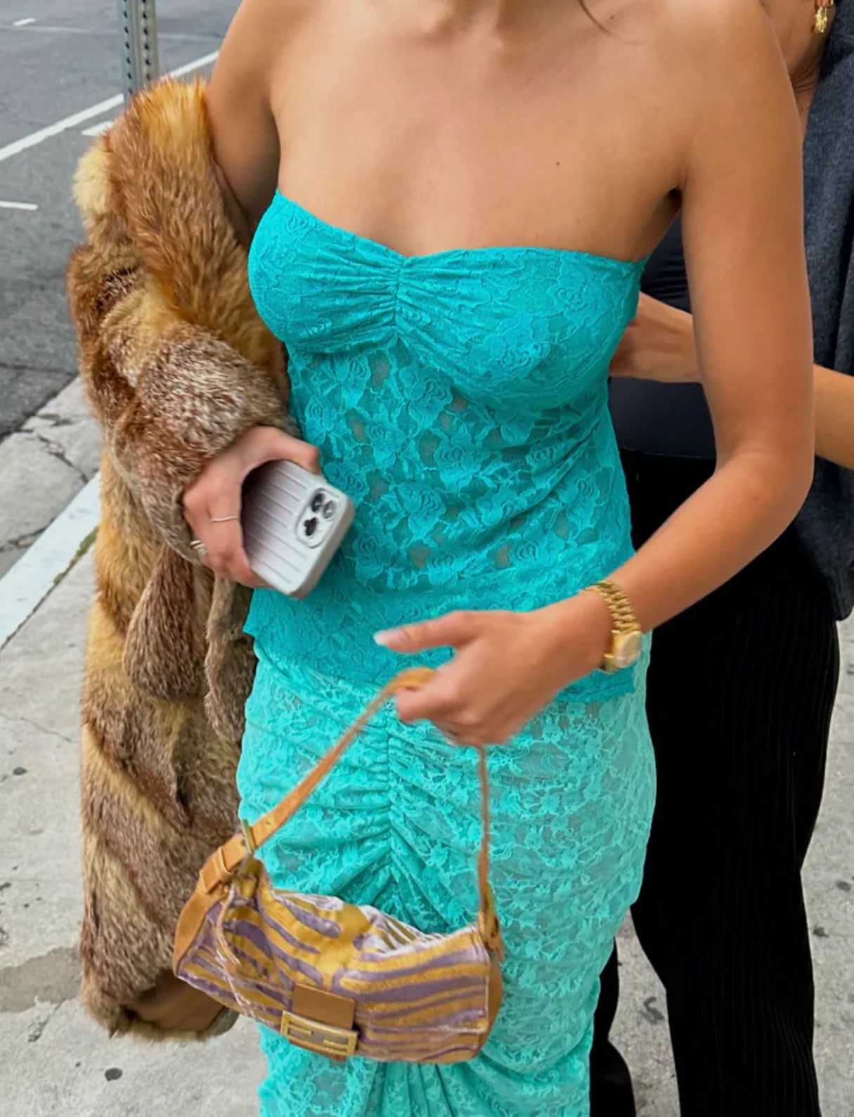 Emerald Lace Archie Tie and Limited Edition Mermaid Lace Maxi Skir