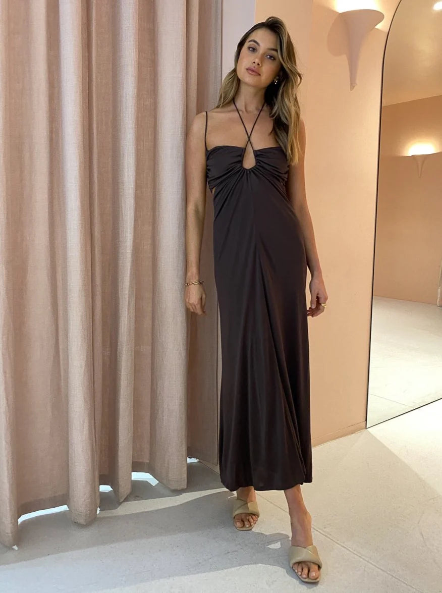 Sweet Obsession Slip Dress in Brown