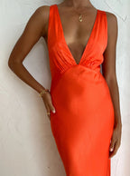 Milo Plunge Cross Back Midi Dress