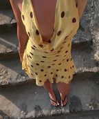Harlow Halter Mini Dress in Butter Spot