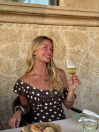 Luna Dress in Brown/Yellow Polka