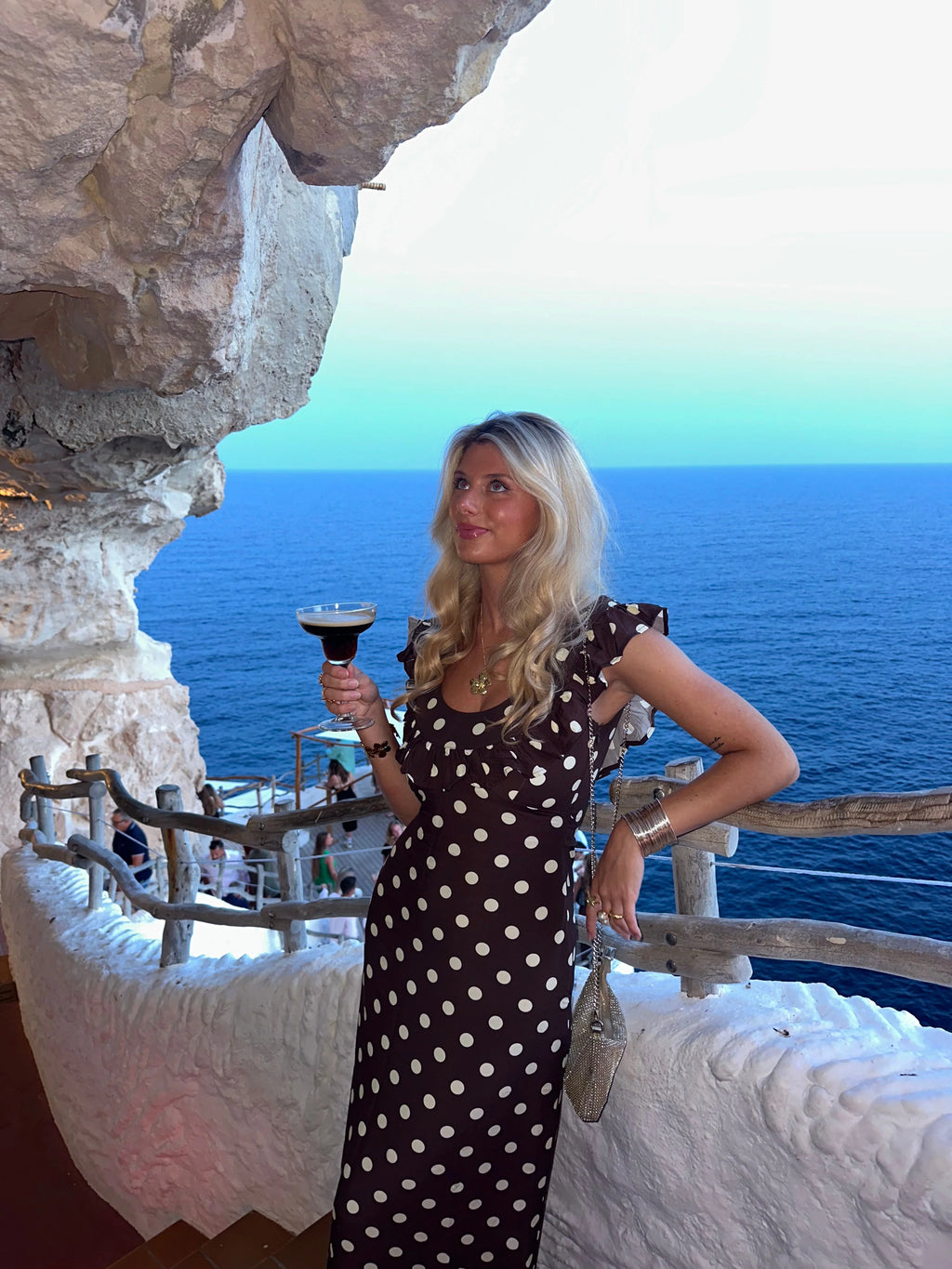 Luna Dress in Brown/Yellow Polka