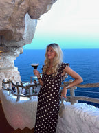 Luna Dress in Brown/Yellow Polka