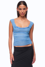 Pompeii Mesh Top in Cornflower