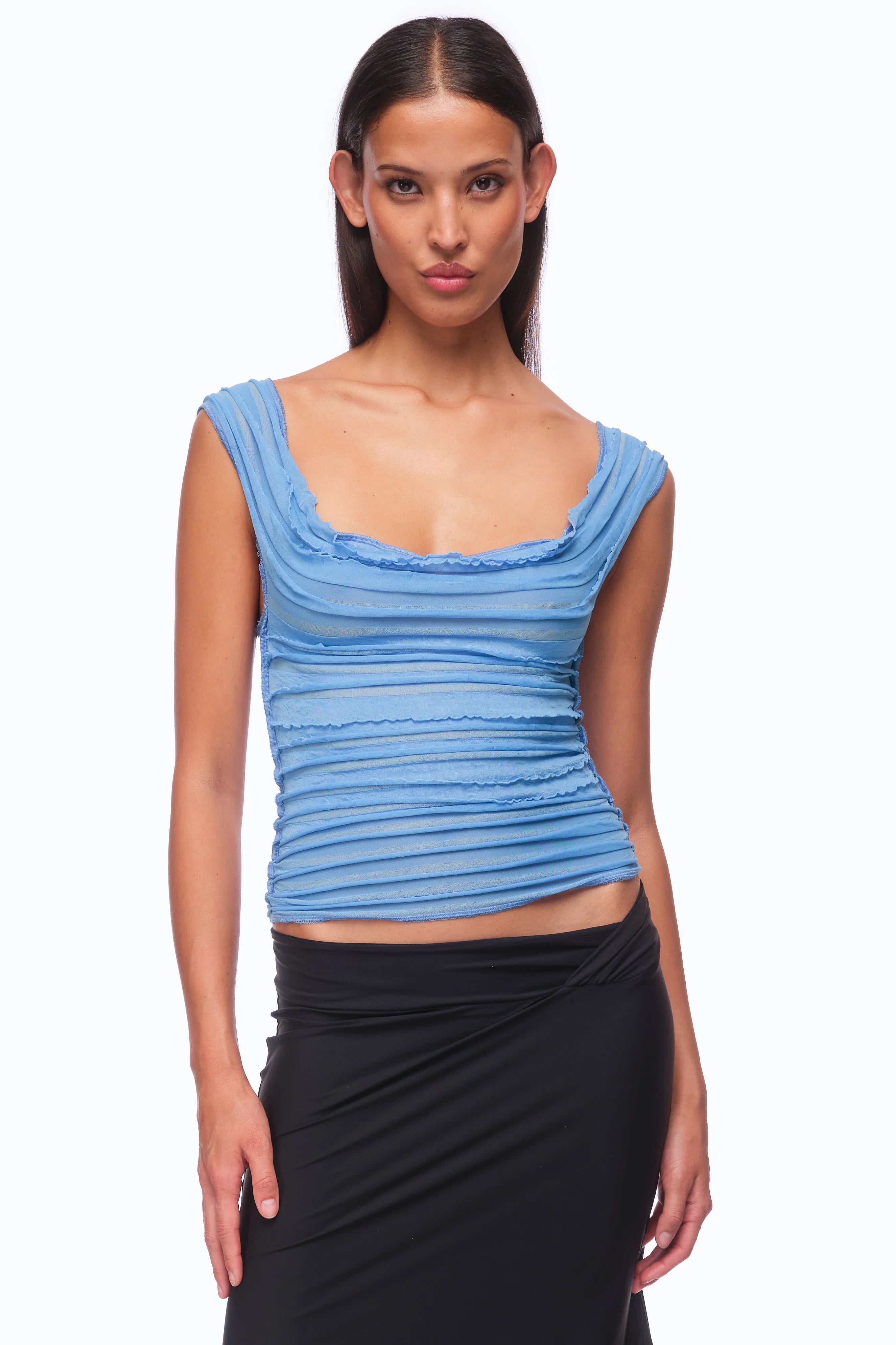 Pompeii Mesh Top in Cornflower