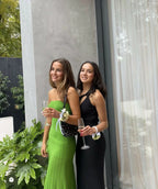 Knitted Bandeau Maxi Dress in Green